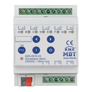 MDT technologies Actionneur de commutation 8 canaux 4U REG, 16A, 230VAC, Comp. AKK-0816.03