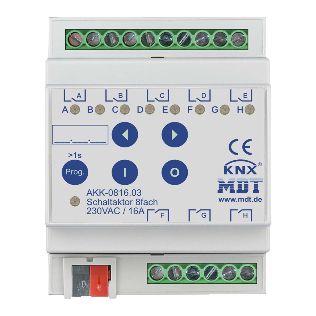 MDT technologies Actionneur de commutation 8 canaux 4U REG, 16A, 230VAC, Comp. AKK-0816.03