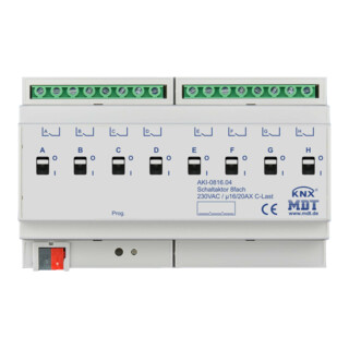 MDT technologies Actionneur de commutation 8 canaux 8TE REG, 16/20A, 230VAC AKI-0816.04
