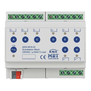 MDT technologies Actionneur de commutation 8 voies 6TE REG, 16A, 230VAC AKS-0816.03