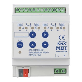 MDT technologies Actionneur de volet roulant 4 canaux REG, 8A, 24VDC JAL-0410D.02