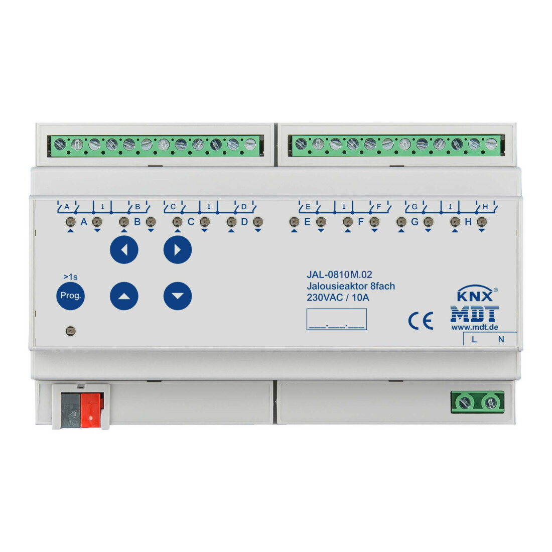 MDT technologies Actionneur de volet roulant 8 canaux 8TE, REG, 10A, 230VAC JAL-0810M.02