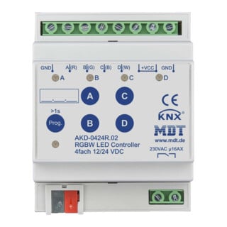 MDT technologies Contrôleur LED 4 canaux 4/8A, RGBW, 4TE, REG AKD-0424R.02