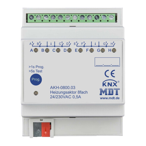 MDT technologies Heizungsaktor 8-fach 4TE REG, 24-230VAC AKH-0800.03