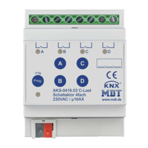 MDT technologies Schaltaktor 4-fach 4TE REG, 16A, 230VAC AKS-0416.03