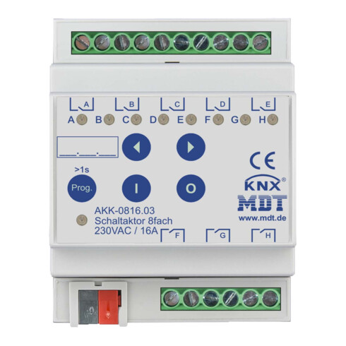 MDT technologies Schaltaktor 8-fach 4TE REG, 16A, 230VAC, Komp. AKK-0816.03