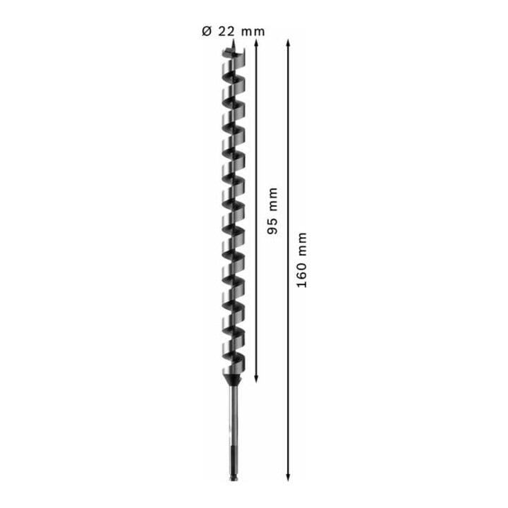 Mèche à bois hélicoïdale, six pans 10 x 470 x 600 mm, d 7,9 mm
