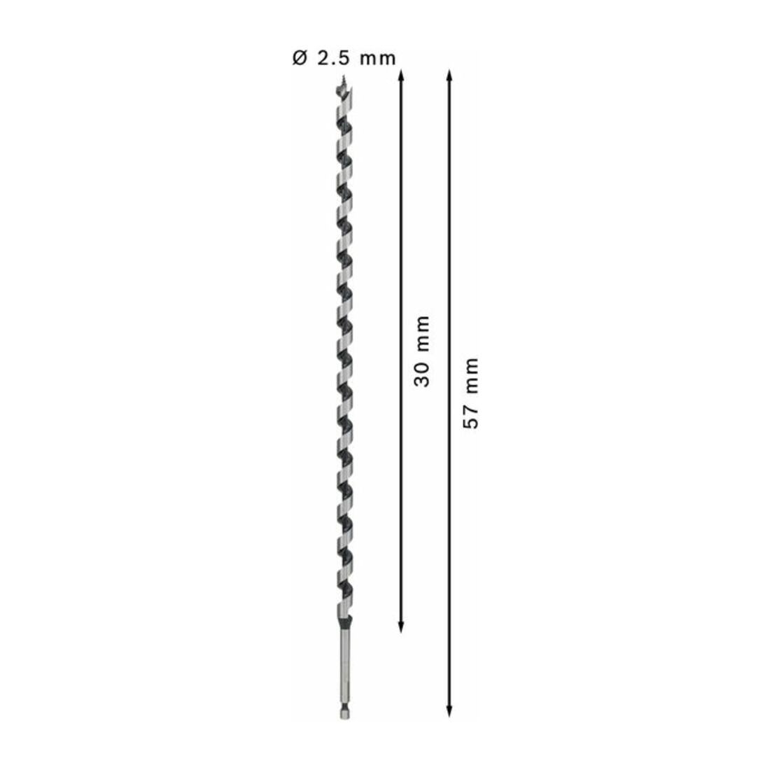 Mèche à bois hélicoïdale, six pans 12 x 385 x 450 mm, d 6,35 mm