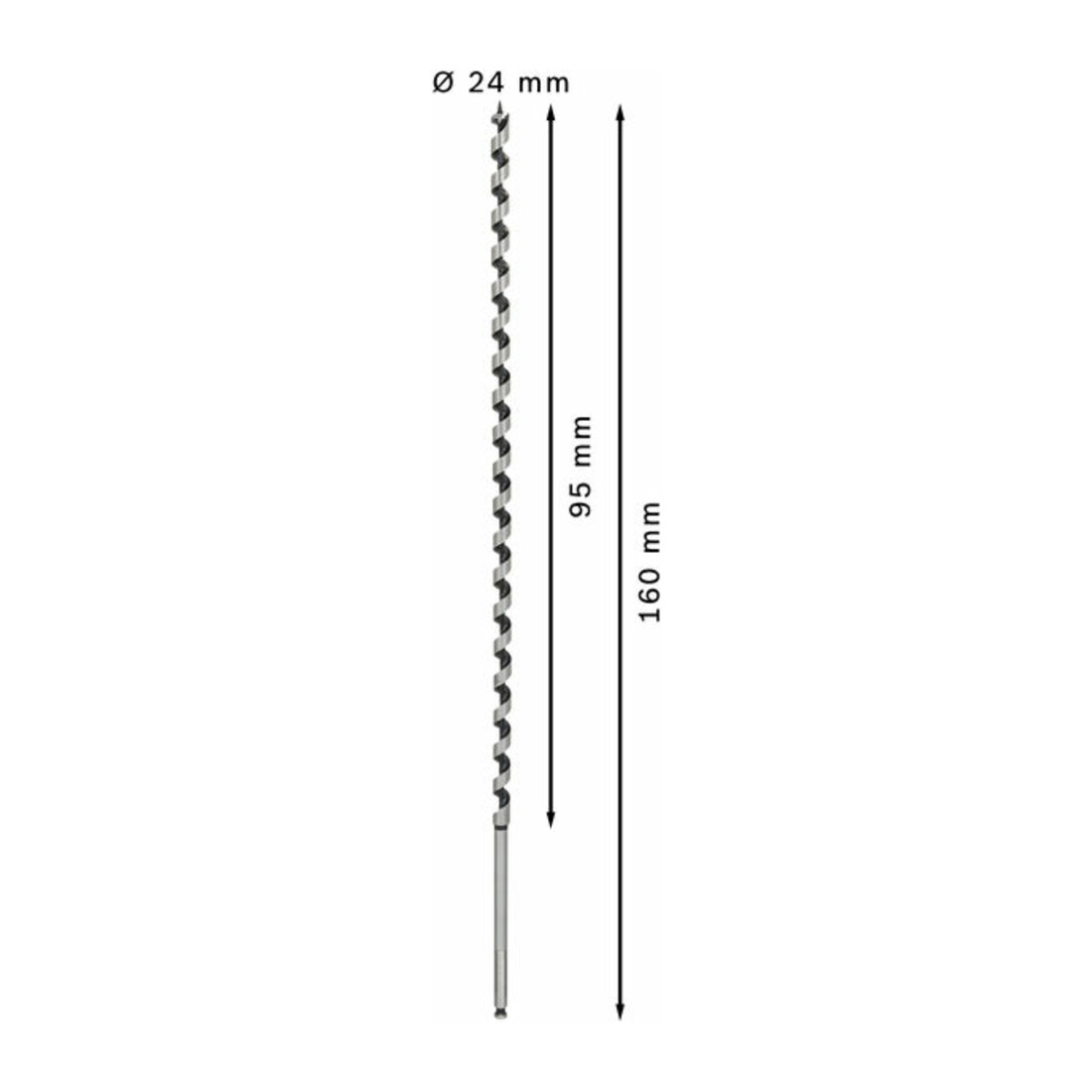 Mèche à bois hélicoïdale, six pans 12 x 470 x 600 mm, d 7,9 mm