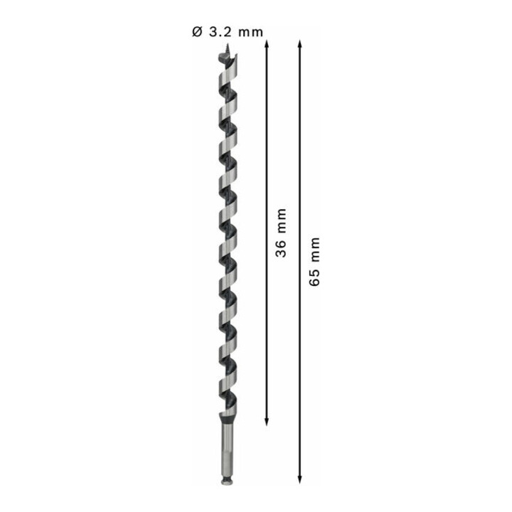 Mèche à bois hélicoïdale, six pans 20 x 385 x 450 mm, d 11,1 mm