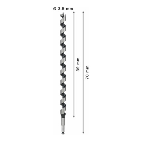 Mèche à bois hélicoïdale, six pans 22 x 385 x 450 mm, d 11,1 mm
