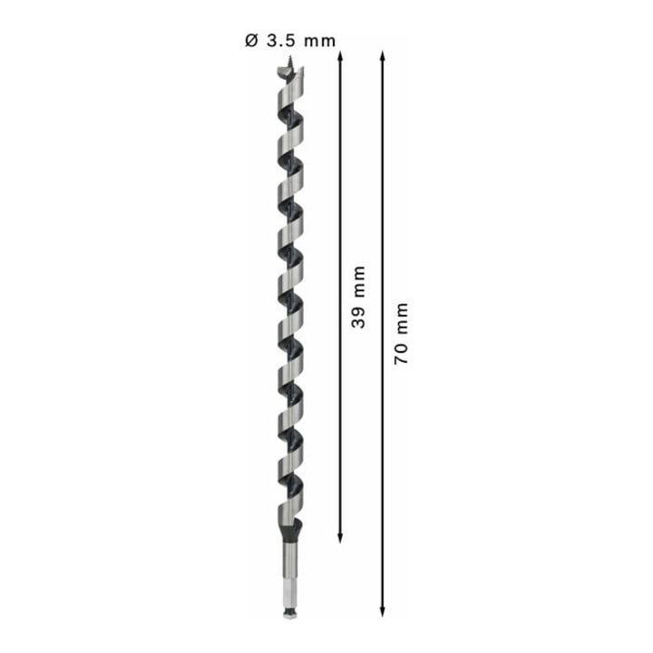 Mèche à bois hélicoïdale, six pans 22 x 385 x 450 mm, d 11,1 mm