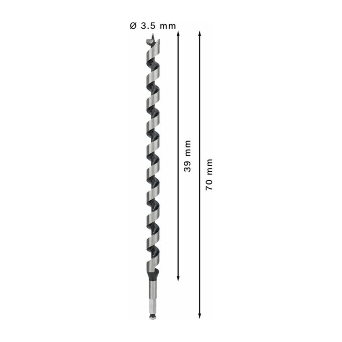 Mèche à bois hélicoïdale, six pans 22 x 385 x 450 mm, d 11,1 mm