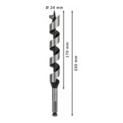 Mèche à bois hélicoïdale, six pans 24 x 170 x 235 mm, d 11,1 mm-5