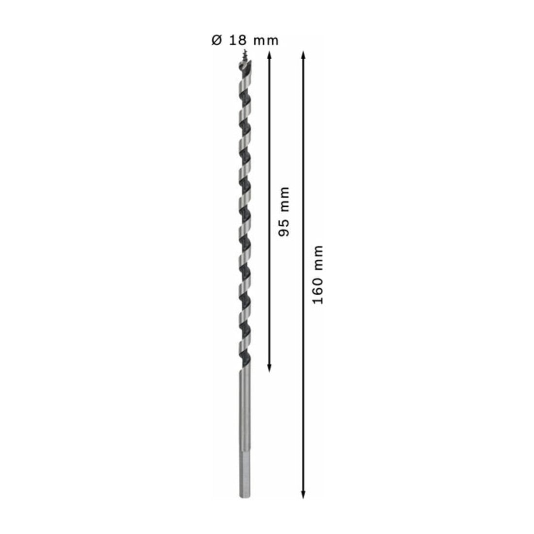 Mèche à bois hélicoïdale, six pans 7 x 170 x 235 mm, d 5,6 mm
