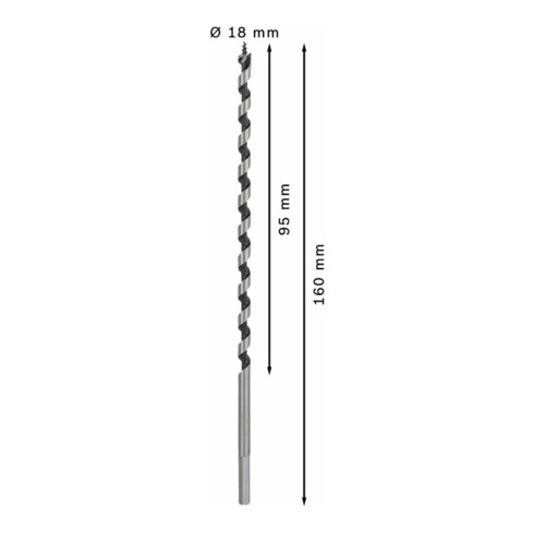 Mèche à bois hélicoïdale, six pans 7 x 170 x 235 mm, d 5,6 mm