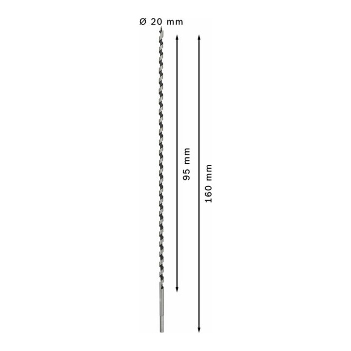 Mèche à bois hélicoïdale, six pans 7 x 385 x 450 mm, d 5,6 mm