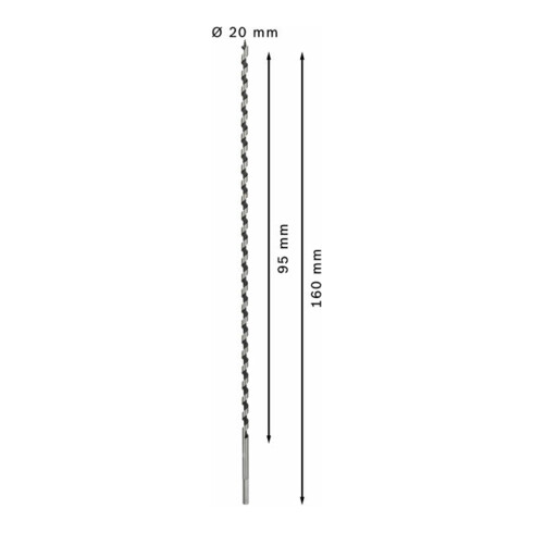 Mèche à bois hélicoïdale, six pans 7 x 385 x 450 mm, d 5,6 mm