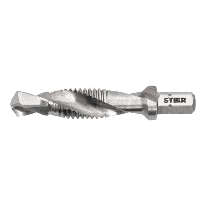 Set Stier STIER Tarauds combinés Bit M10 DIN 3126 HSS-G 1/4" hexagonal + STIER Pâte à tarauder 100 ml base eau / savon