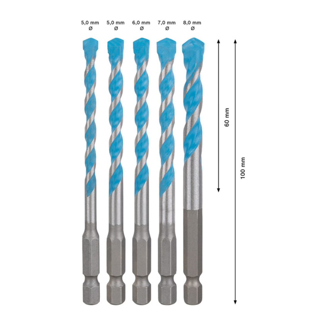 Mèche MultiConstruction HEX-9 de Bosch Expert, 5,5/6/7/8 mm
