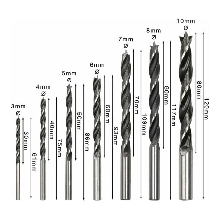 Mèches à bois Bosch set de 7 pièces 3 - 10 mm
