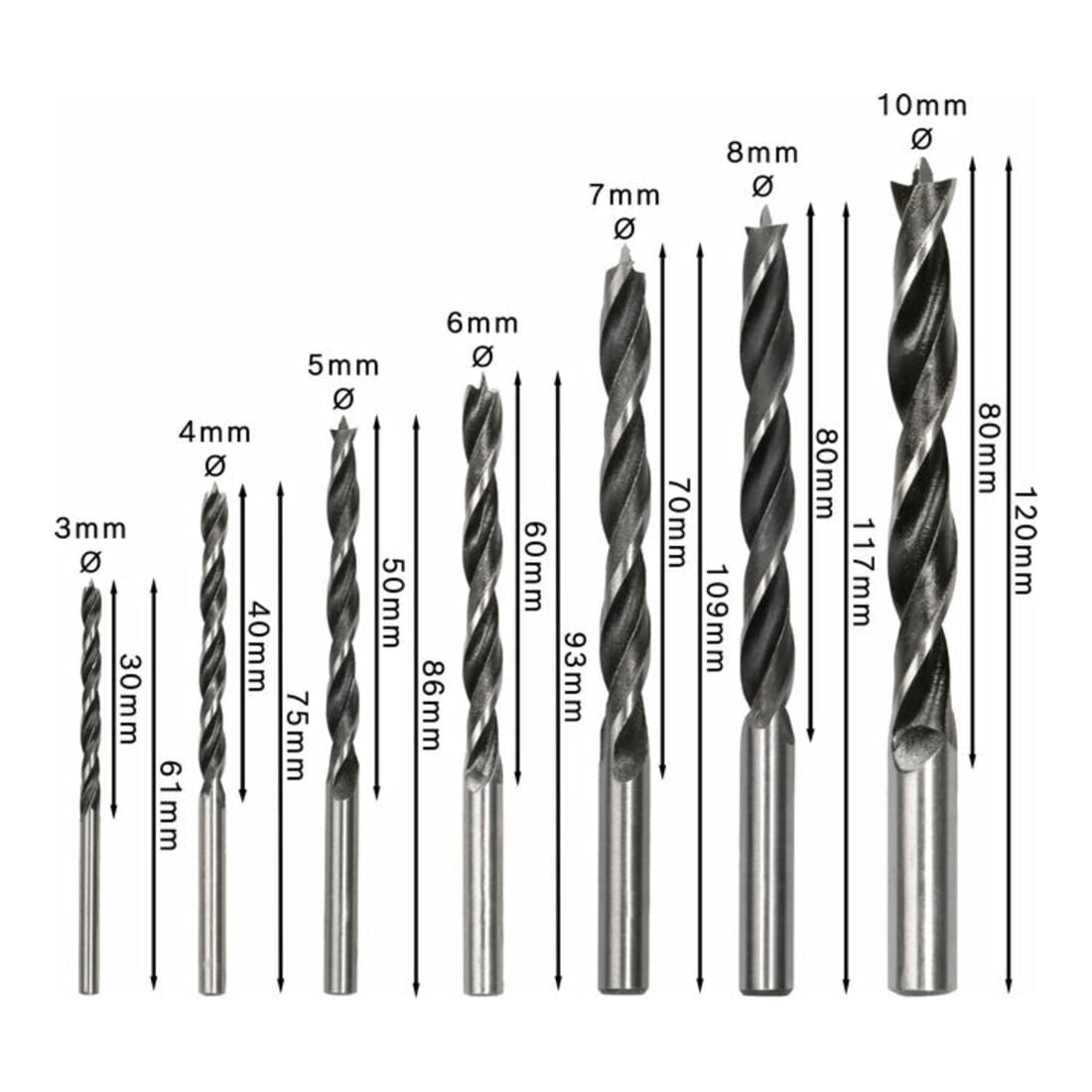 Mèches à bois Bosch set de 7 pièces 3 - 10 mm