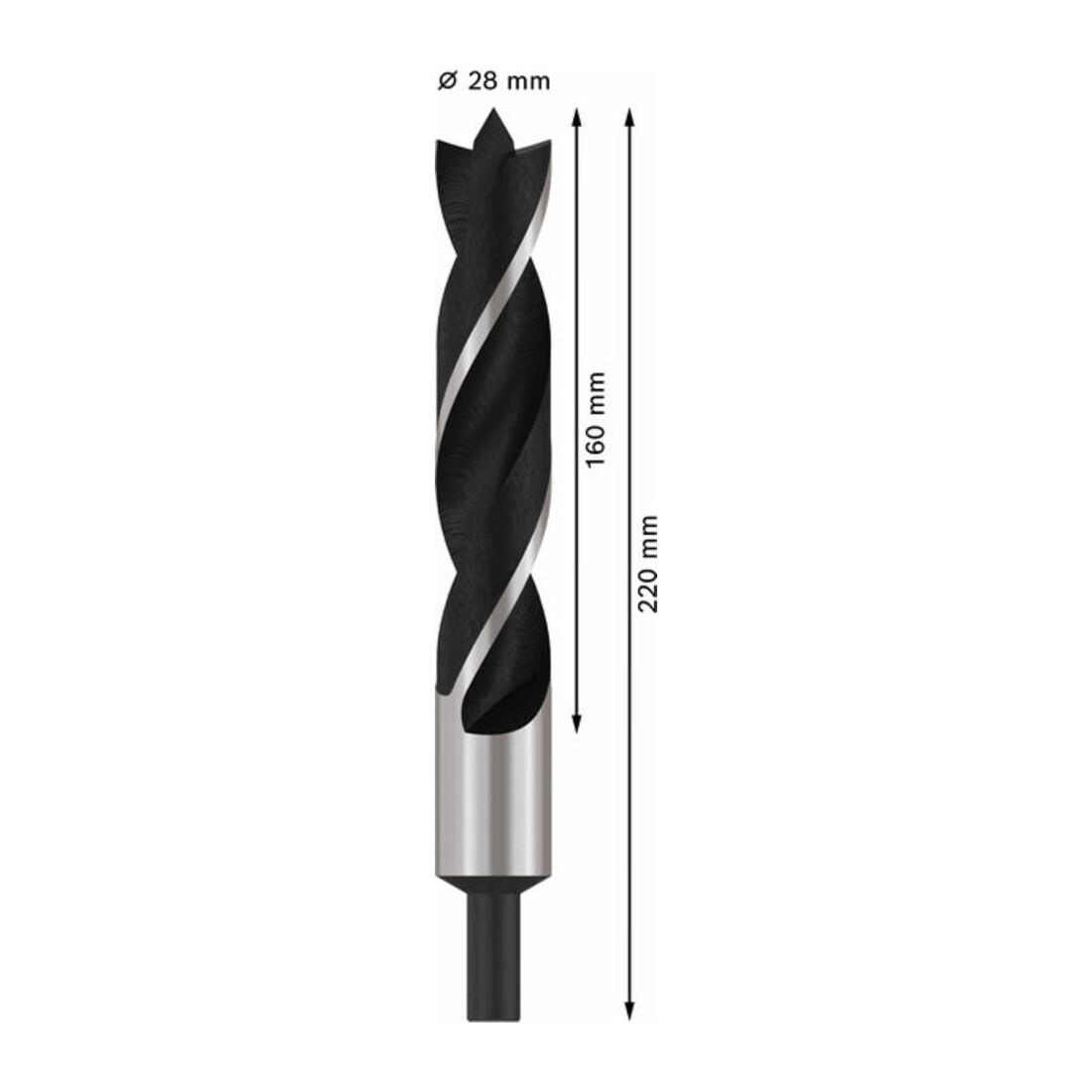 Mèches hélicoïdales à bois Standard 28 x 140 x 220 mm, d 13 mm