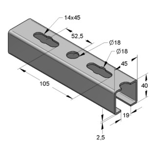 MEFA Montageschiene C-Profil, Edelstahl VA2