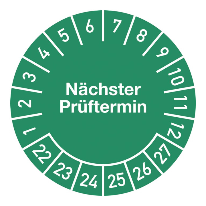 Mehrjahresprüfplakette D30mm Nächster Prüft. 2022-2027 Folie selbstkl.10St/Bogen