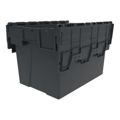 Mehrwegbehälter L600xB400xH400mm schwarz Wände u.BD geschl.