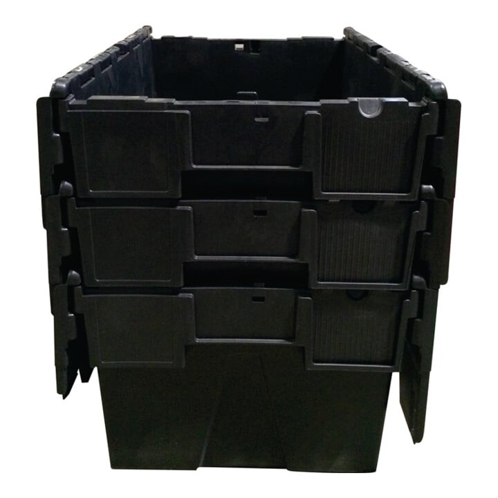 Mehrwegbehälter L600xB400xH400mm schwarz Wände u.BD geschl.