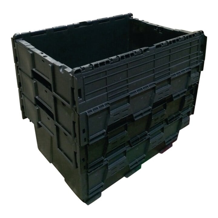 Mehrwegbehälter L600xB400xH400mm schwarz Wände u.BD geschl.