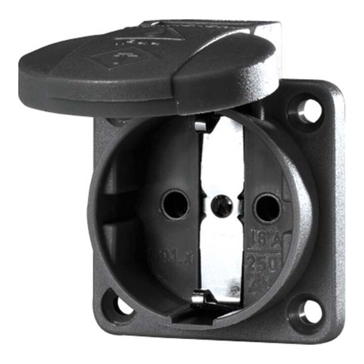 Mennekes Prise d’extension Schuko 16A, 2p+T, 230V, noire 11032