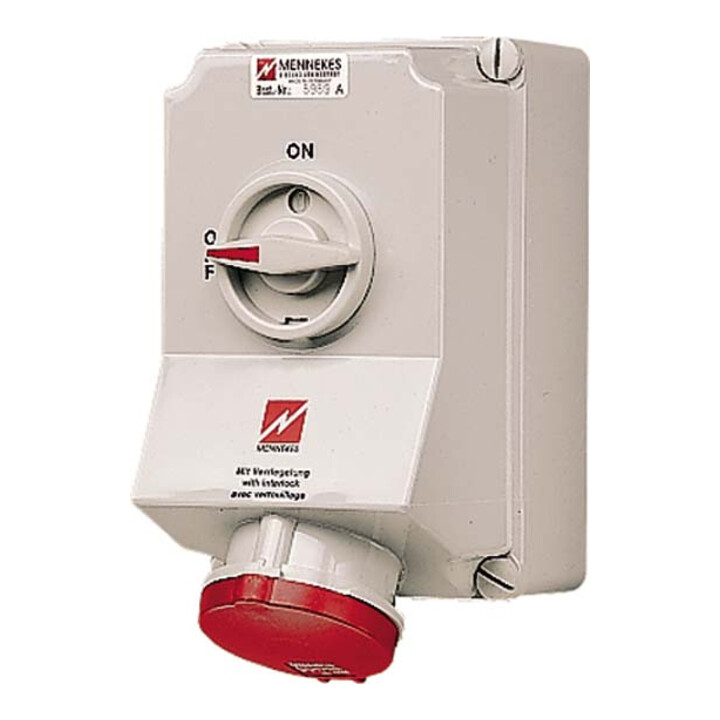 Mennekes Prise murale DUO 63A, 5p, 6h, 400V, IP44 5959A