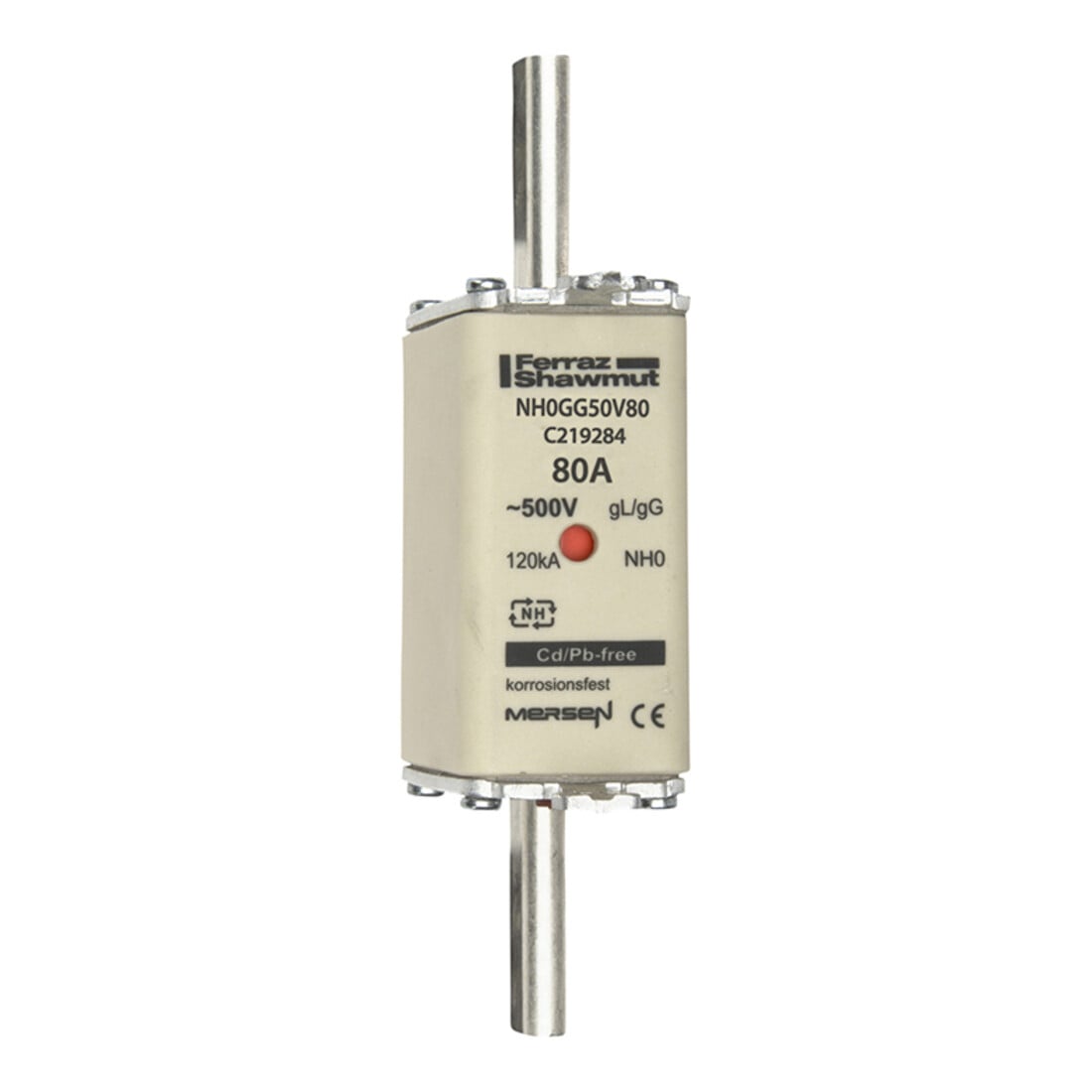 Mersen Fusible NH insert SF Gr.0 gG 80A/500V KM NH0GG50V80