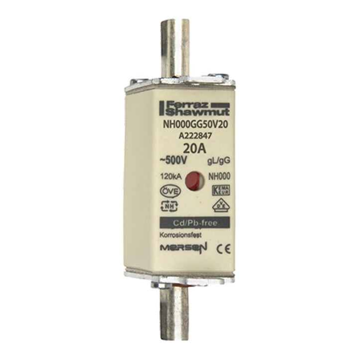 Mersen NH-Sicherungseinsatz SF Gr.000 gG 20A/500VKM NH000GG50V20