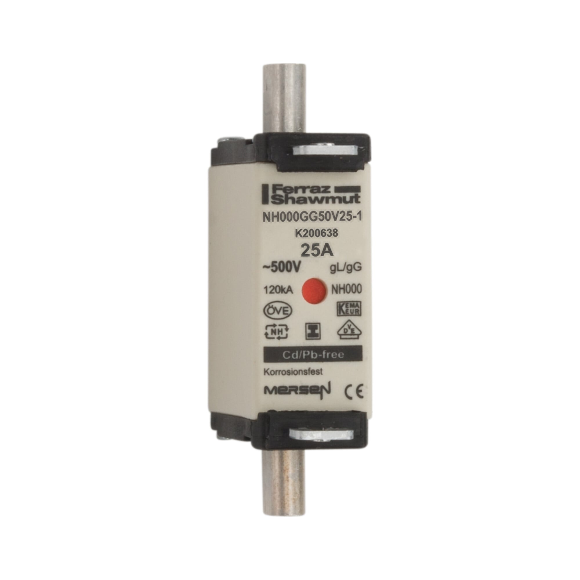 Mersen NH-Sicherungseinsatz SG Gr.000 gG 25A/500VKM NH000GG50V25-1