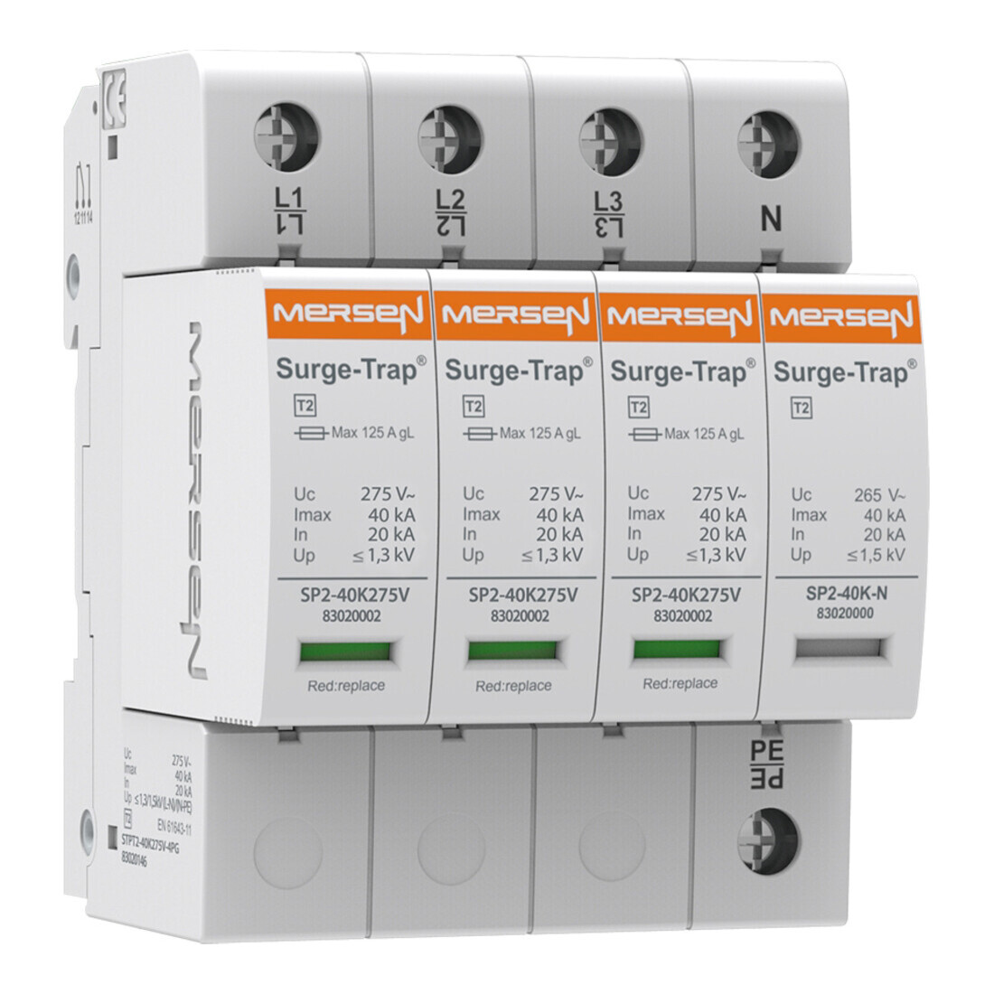 Mersen Parafoudre Type 2, 4 pôles 40kA STPT2-40K275V-4PG