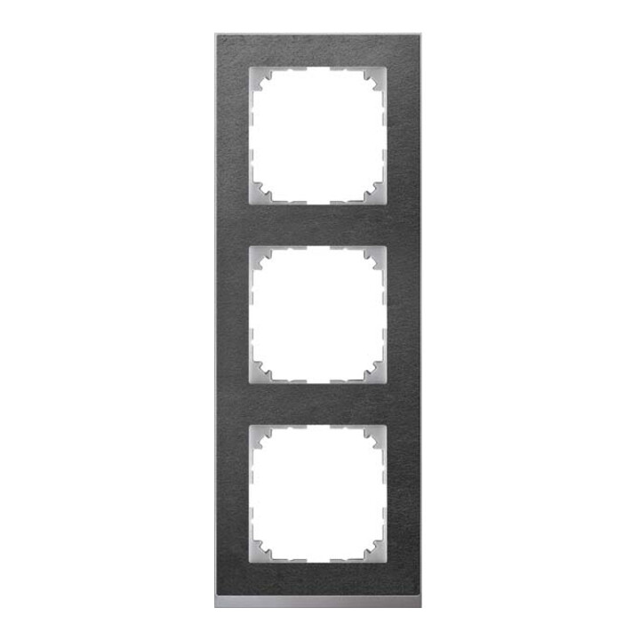 Merten Cadre décoratif 3 fois ardoise/aluminium MEG4030-3669