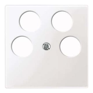 Merten Plaque centrale pws/gl pour prise antenne 4 trous 296519