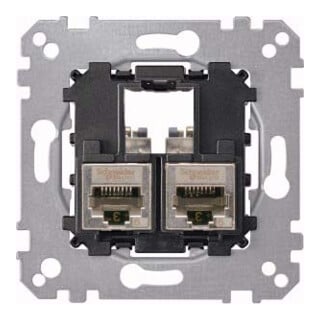 Merten Plaque de fixation double avec RJ45 Cat6A STP MEG4576-0022
