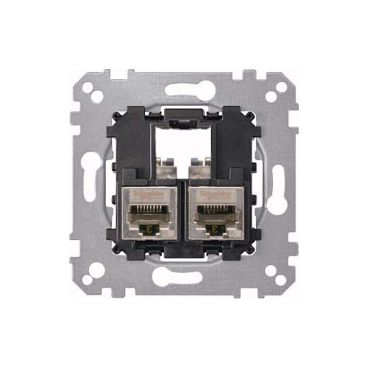 Merten Plaque de fixation double avec RJ45 Cat6A STP MEG4576-0022