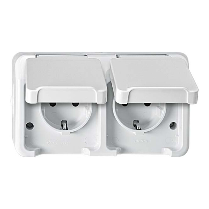 Merten Prise double SCHUKO gris clair, avec BRS MEG2320-8029
