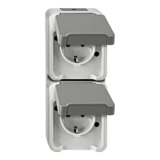 Merten Prise double SCHUKO gris clair MEG2329-8029