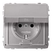 Merten Prise SCHUKO alu avec couvercle rabattable MEG2310-7260-1