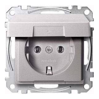 Merten Prise SCHUKO alu avec couvercle rabattable MEG2311-0460