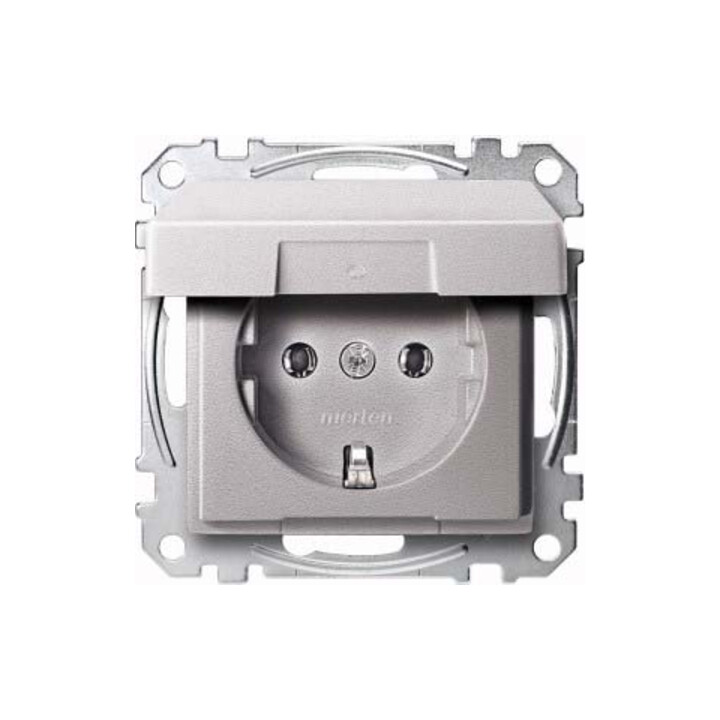 Merten Prise SCHUKO alu avec couvercle rabattable MEG2311-0460
