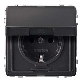 Merten Prise SCHUKO anthracite avec couvercle rabattable MEG2310-7214