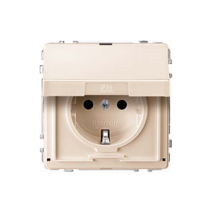 Merten Prise SCHUKO blanche avec couvercle rabattable MEG2310-7244