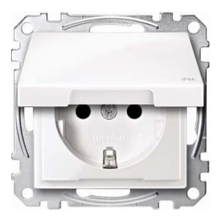 Merten Prise SCHUKO pws/gl avec couvercle rabattable IP44 MEG2414-0319